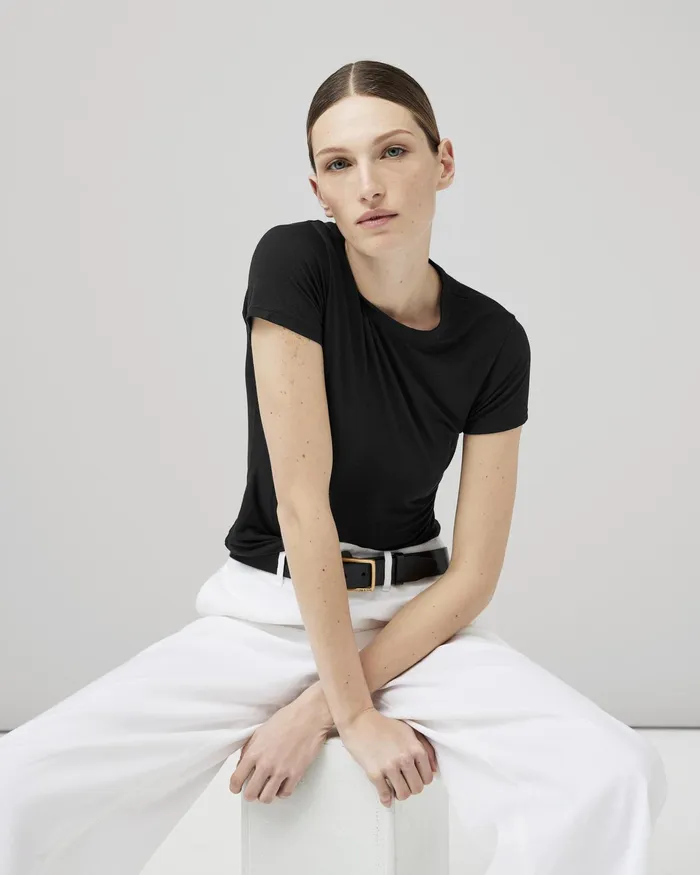 Rag and Bone Luca Short Sleeve Baby Tee Black Women TShirts Rag and Bone Luca Short Sleeve Baby Tee Black Women TShirts