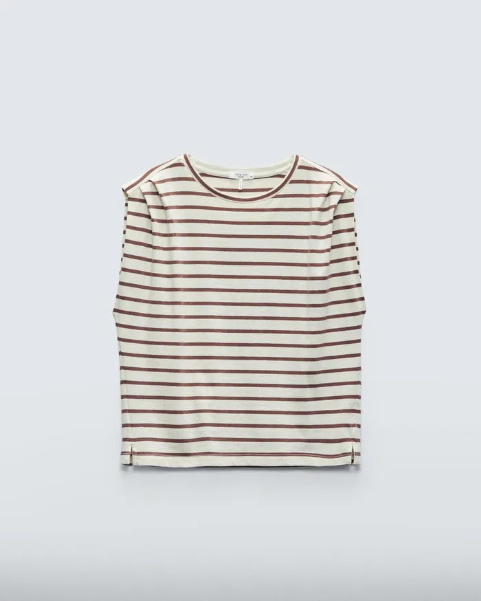 Rag and Bone Mica Striped Tank Brown Stripe Women TShirts Rag and Bone Mica Striped Tank Brown Stripe Women TShirts