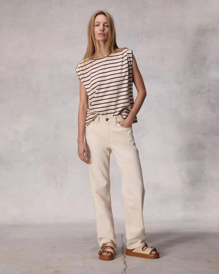 Rag and Bone Mica Striped Tank Brown Stripe Women TShirts Rag and Bone Mica Striped Tank Brown Stripe Women TShirts