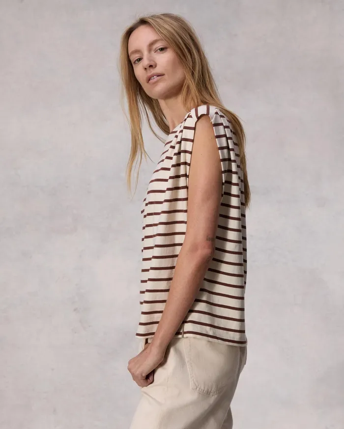 Rag and Bone Mica Striped Tank Brown Stripe Women TShirts Rag and Bone Mica Striped Tank Brown Stripe Women TShirts