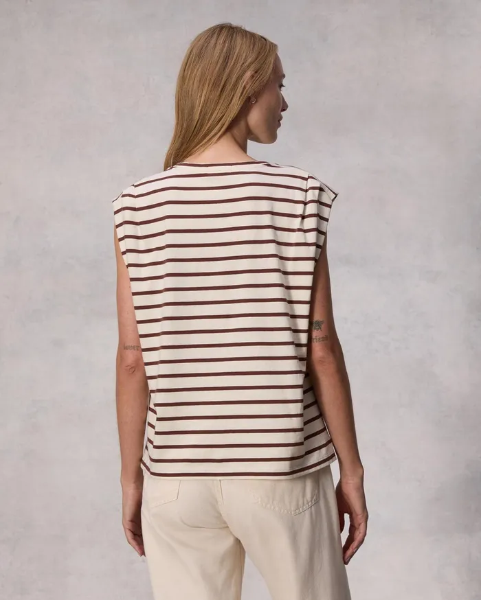 Rag and Bone Mica Striped Tank Brown Stripe Women TShirts Rag and Bone Mica Striped Tank Brown Stripe Women TShirts
