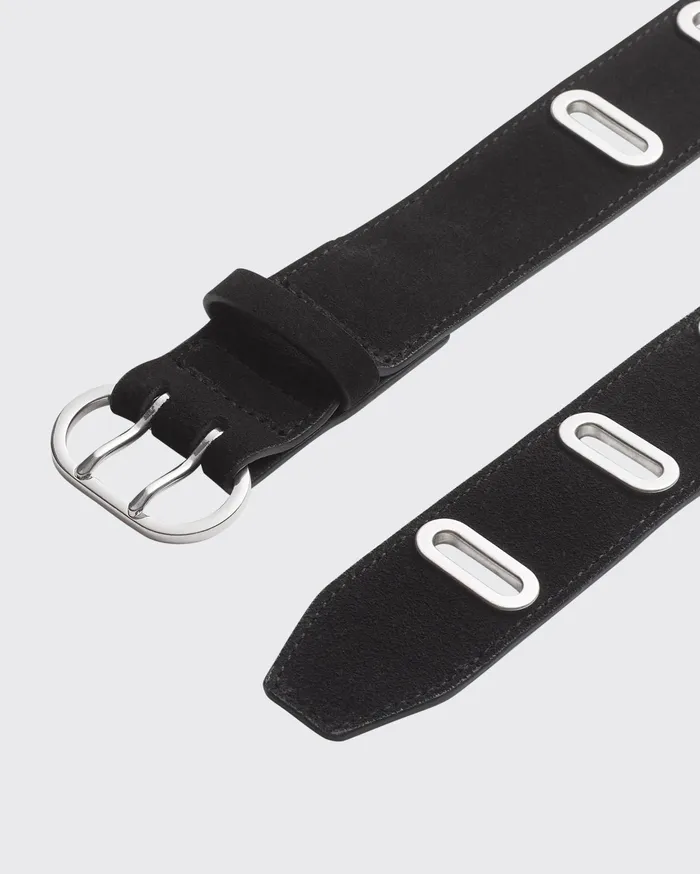 Rag and Bone River Studded Belt Black Suede Women Belts Rag and Bone River Studded Belt Black Suede Women Belts