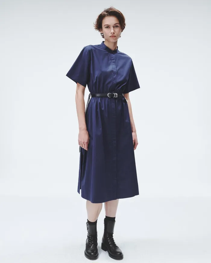 Rag and Bone Ronan Cotton Poplin Dress Navy Women Dresses and Skirts