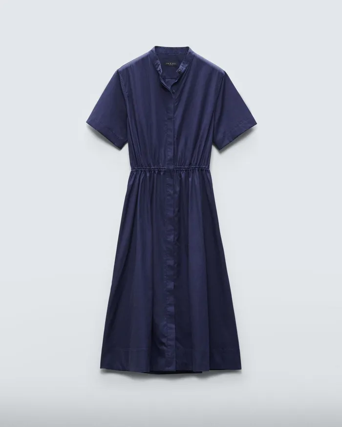 Rag and Bone Ronan Cotton Poplin Dress Navy Women Dresses and Skirts