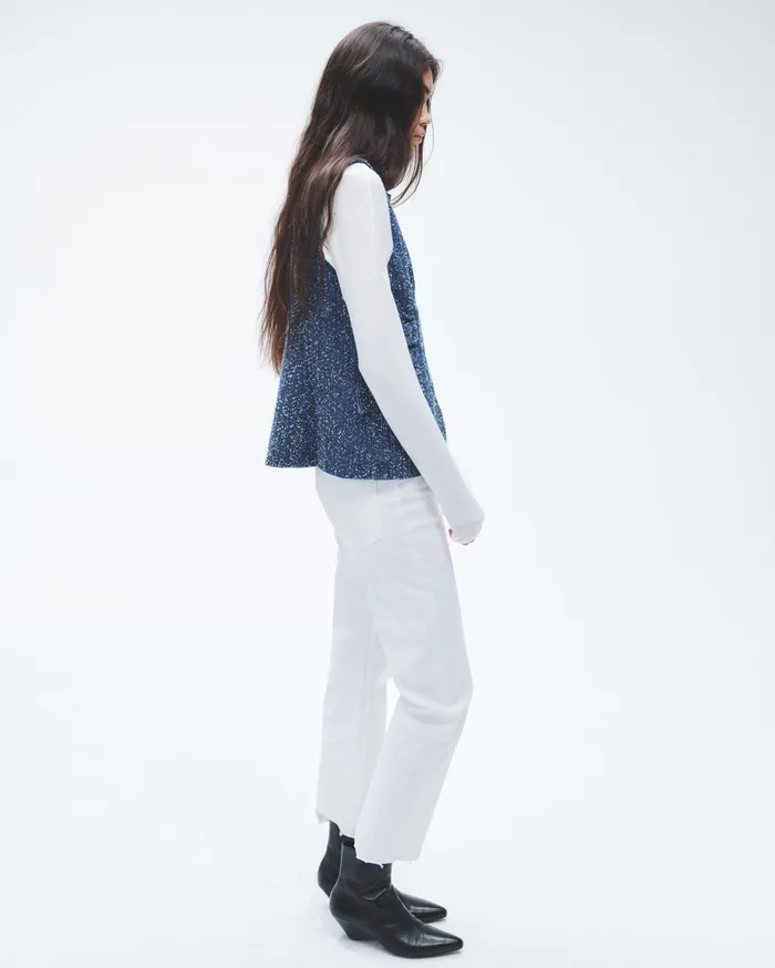 Rag and Bone Slade Denim Vest Midtweed Women Blazers and Vests