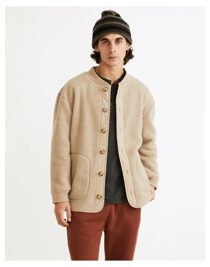 Resourced Sherpa Shirt Jacket Drill Khaki Men Madewell Sweatshirts and Sweatpants