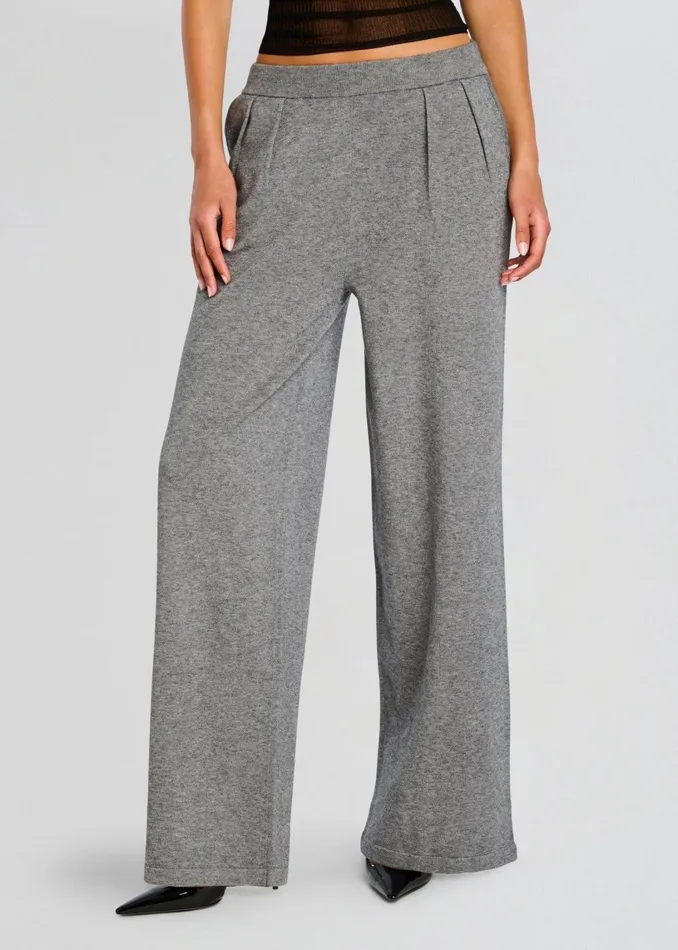 Retrofete Bottoms Alya Knit Pleated Trousers Heathered Grey 8211 Women