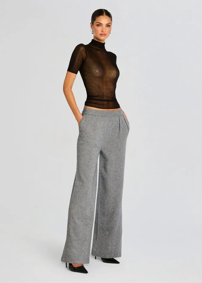 Retrofete Bottoms Alya Knit Pleated Trousers Heathered Grey 8211 Women