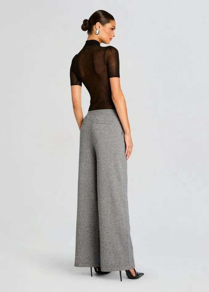 Retrofete Bottoms Alya Knit Pleated Trousers Heathered Grey 8211 Women