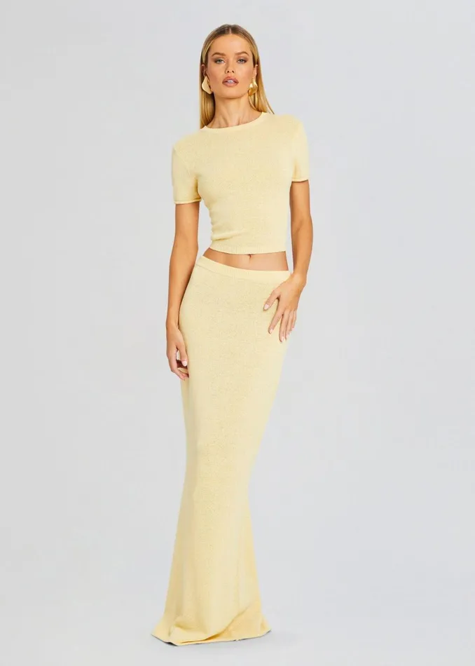 Retrofete Bottoms Kora Knit Maxi Skirt Butter 8211 Women