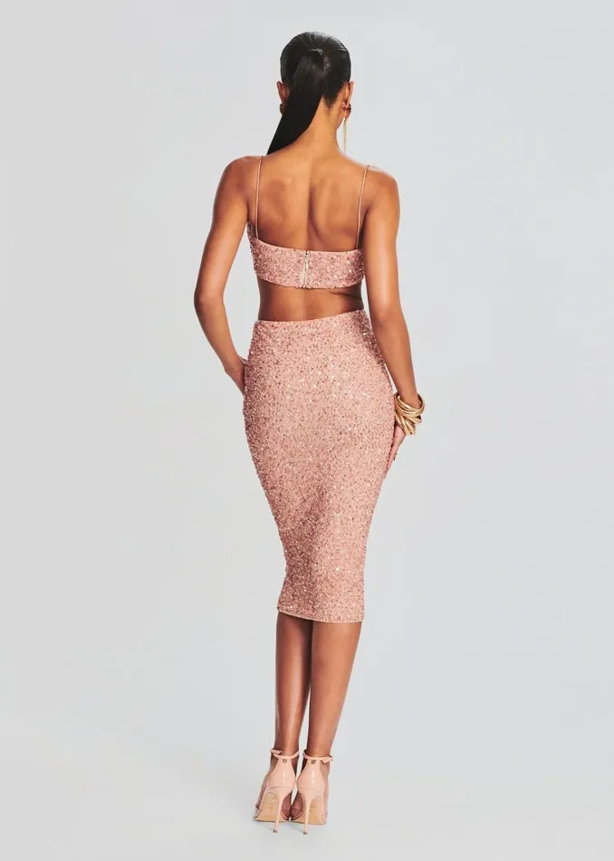 Retrofete Bottoms Lowe Sequin Skirt Dusty Peach 8211 Women