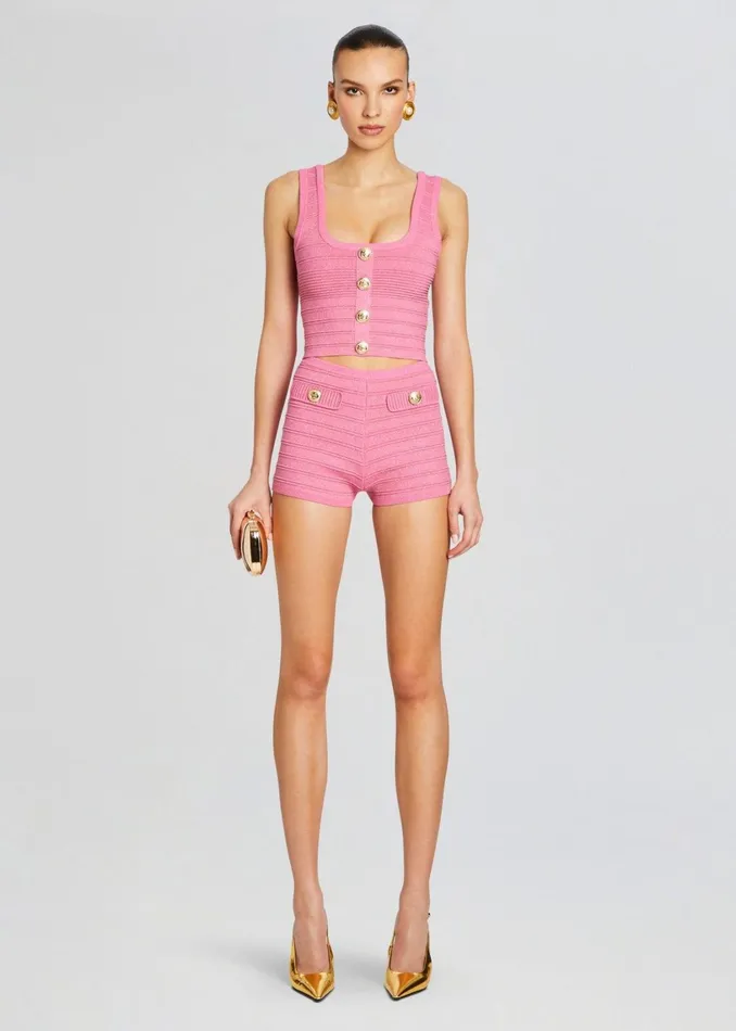 Retrofete Bottoms Sandra Bandage Knit Short Metallic Candy Pink 8211 Women