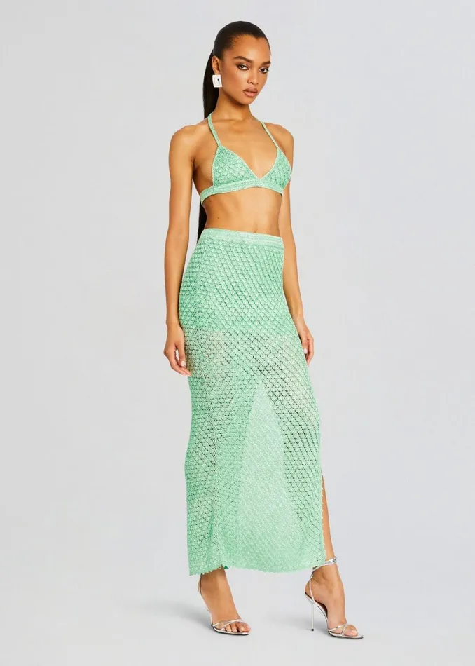 Retrofete Bottoms Sandy Crochet Skirt Sea Foam 8211 Women