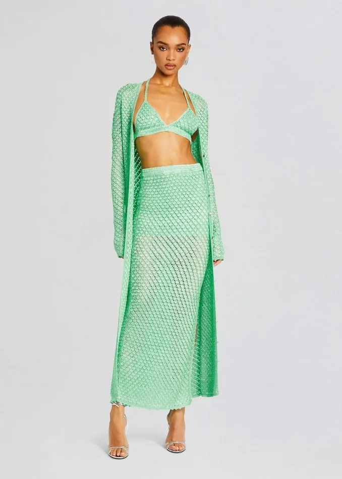 Retrofete Bottoms Sandy Crochet Skirt Sea Foam 8211 Women