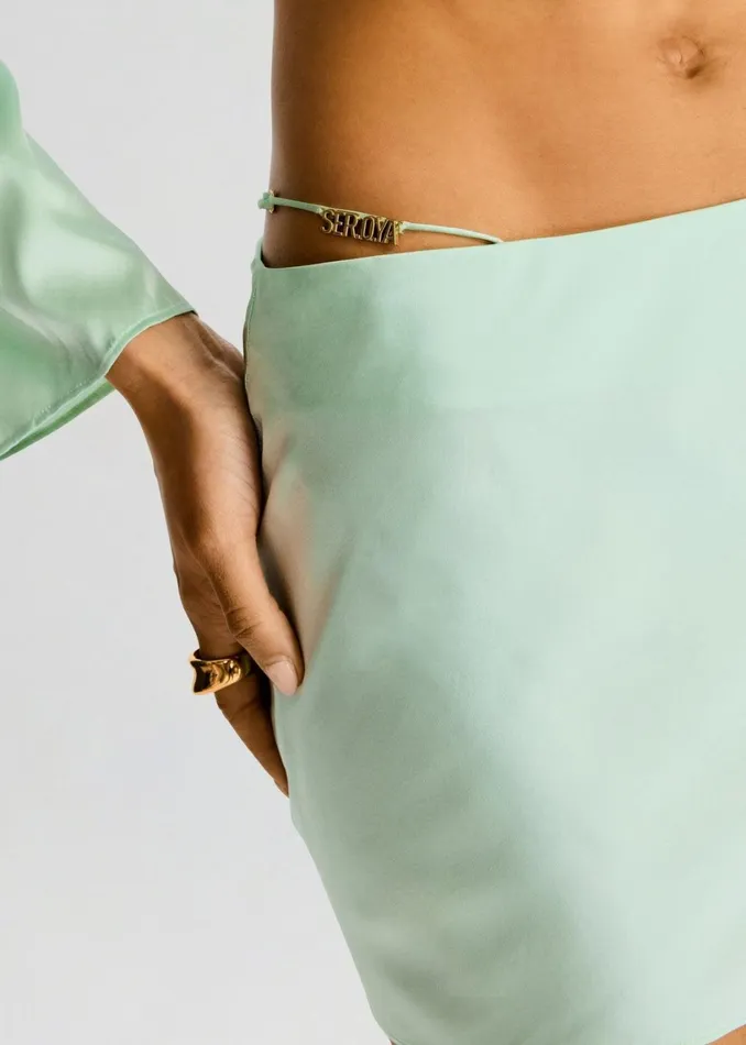 Retrofete Bottoms Sarra Silk Mini Skirt Sage 8211 Women