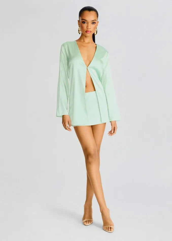 Retrofete Bottoms Sarra Silk Mini Skirt Sage 8211 Women