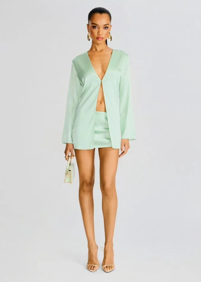 Retrofete Bottoms Sarra Silk Mini Skirt Sage 8211 Women