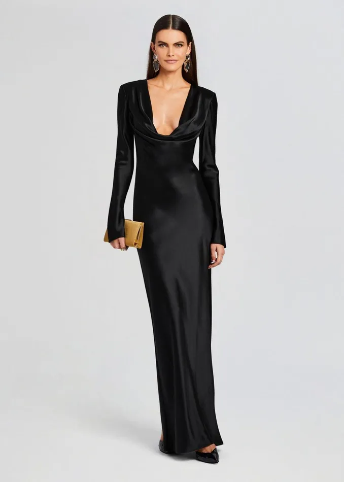Retrofete Dresses Anna Cowl Evening Dress Black 8211 Women