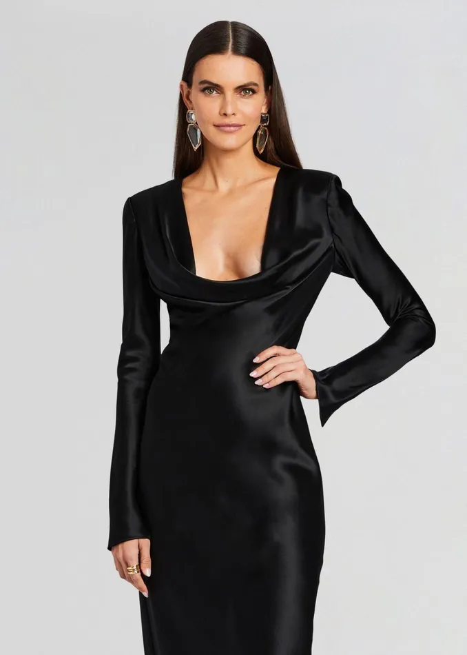 Retrofete Dresses Anna Cowl Evening Dress Black 8211 Women