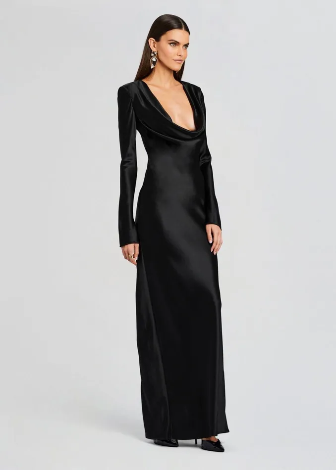 Retrofete Dresses Anna Cowl Evening Dress Black 8211 Women