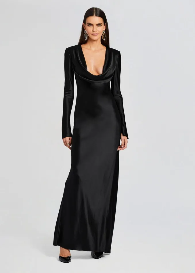 Retrofete Dresses Anna Cowl Evening Dress Black 8211 Women