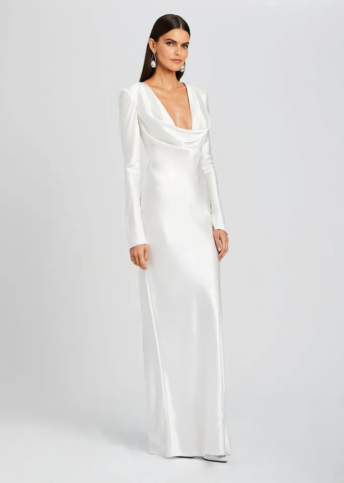 Retrofete Dresses Anna Cowl Evening Dress White 8211 Women