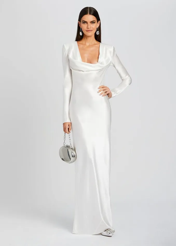 Retrofete Dresses Anna Cowl Evening Dress White 8211 Women