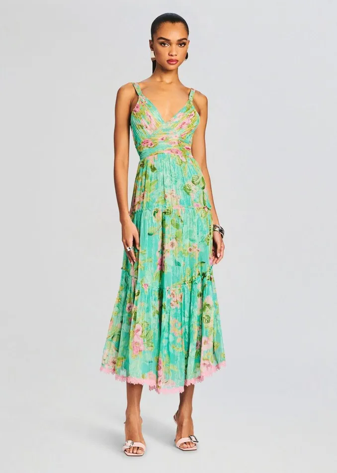 Retrofete Dresses Azra Long Dress Teal Floral 8211 Women