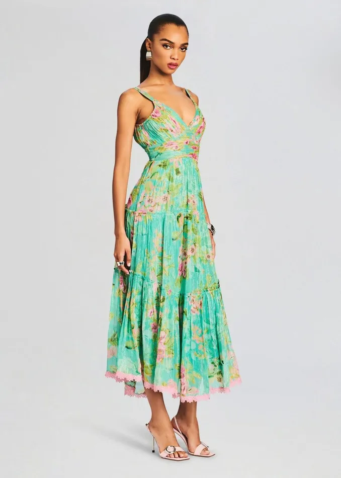 Retrofete Dresses Azra Long Dress Teal Floral 8211 Women