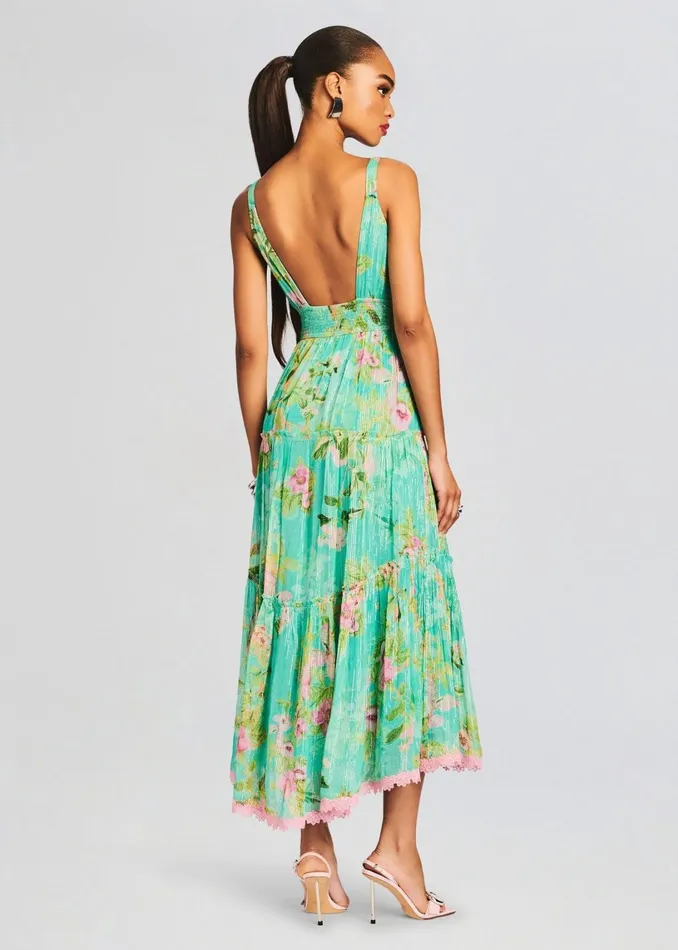 Retrofete Dresses Azra Long Dress Teal Floral 8211 Women