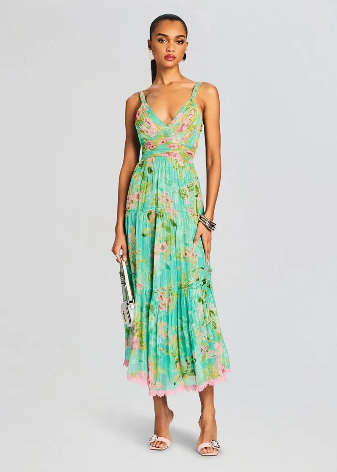 Retrofete Dresses Azra Long Dress Teal Floral 8211 Women