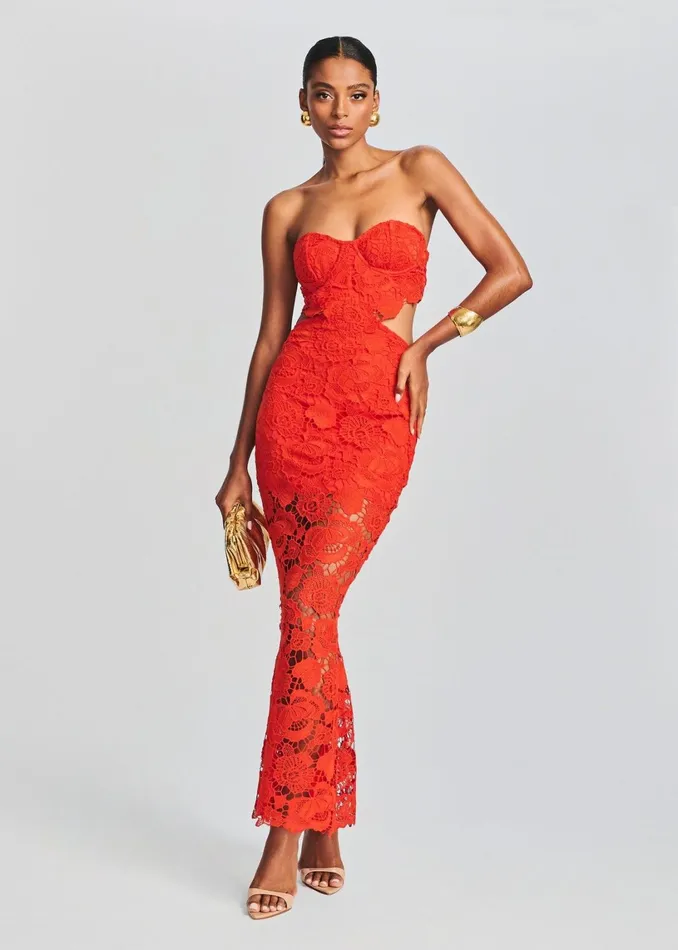 Retrofete Dresses Eliza Lace Maxi Dress Blood Orange 8211 Women