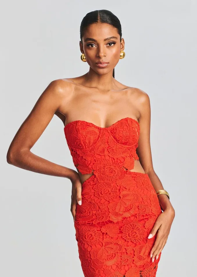 Retrofete Dresses Eliza Lace Maxi Dress Blood Orange 8211 Women