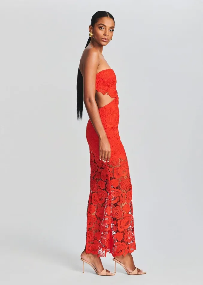 Retrofete Dresses Eliza Lace Maxi Dress Blood Orange 8211 Women
