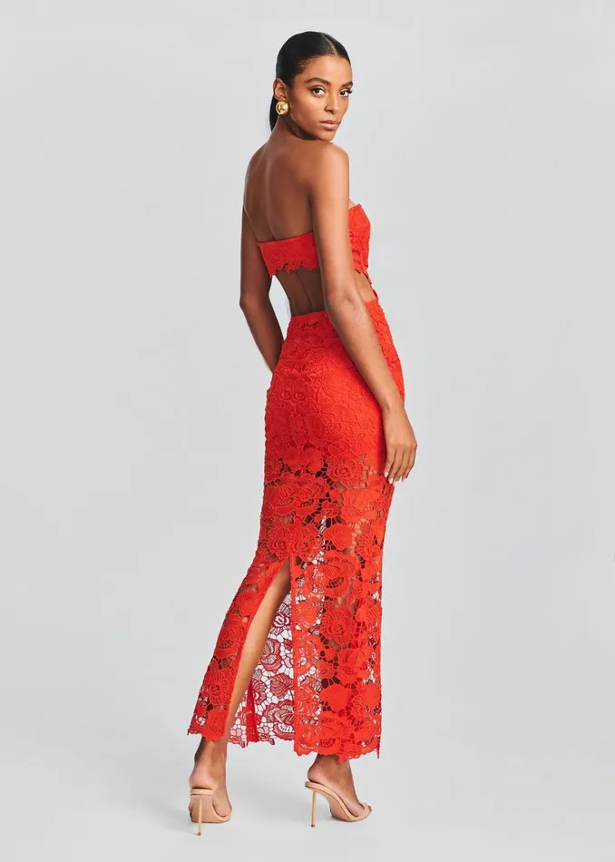 Retrofete Dresses Eliza Lace Maxi Dress Blood Orange 8211 Women