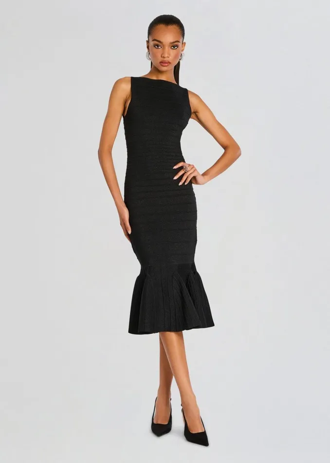 Retrofete Dresses Marta Bandage Knit Dress Metallic Black 8211 Women