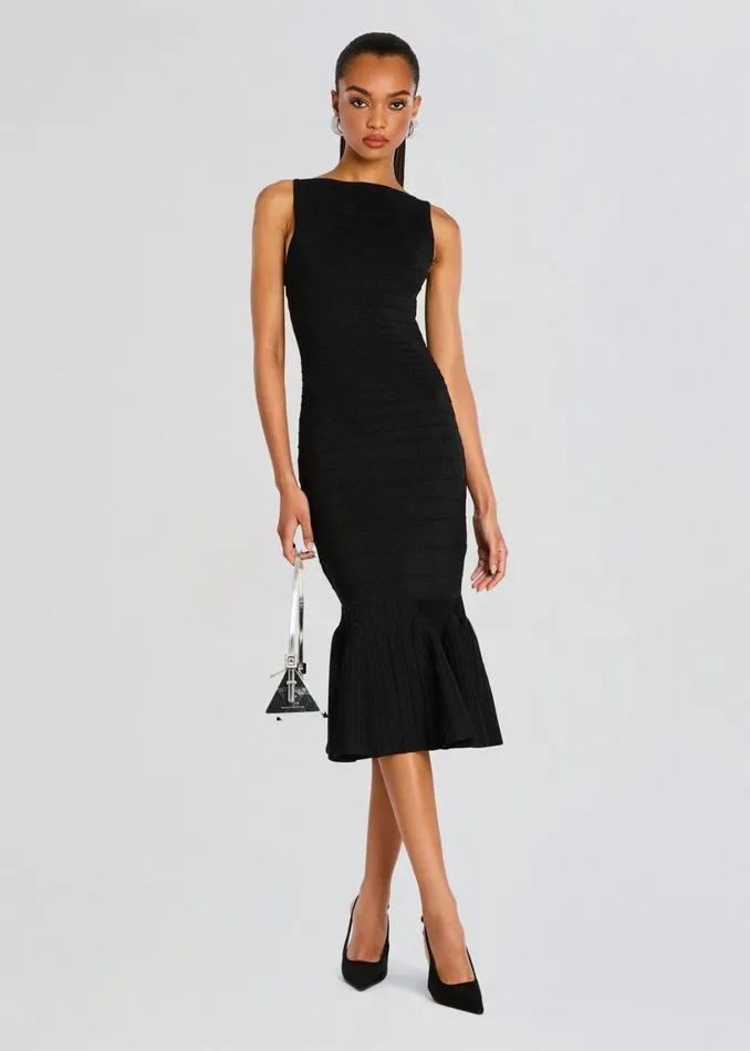 Retrofete Dresses Marta Bandage Knit Dress Metallic Black 8211 Women