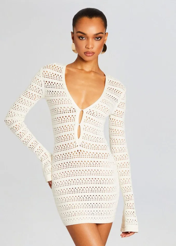 Retrofete Dresses Nori Crochet Mini Dress Porcelain 8211 Women