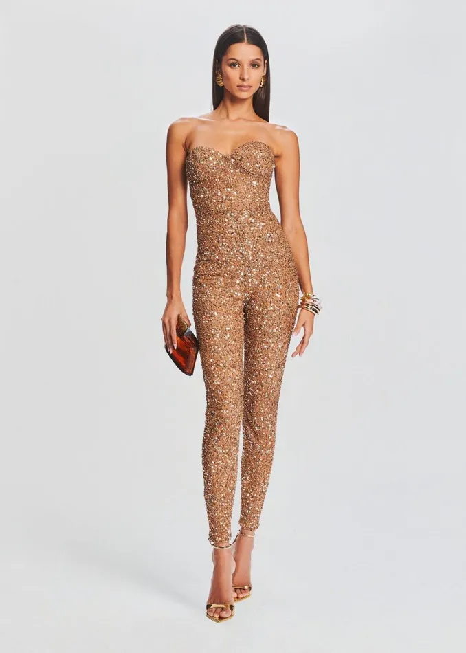 Retrofete Jumpsuits Elodie Sequin Jumpsuit Tannin 8211 Women