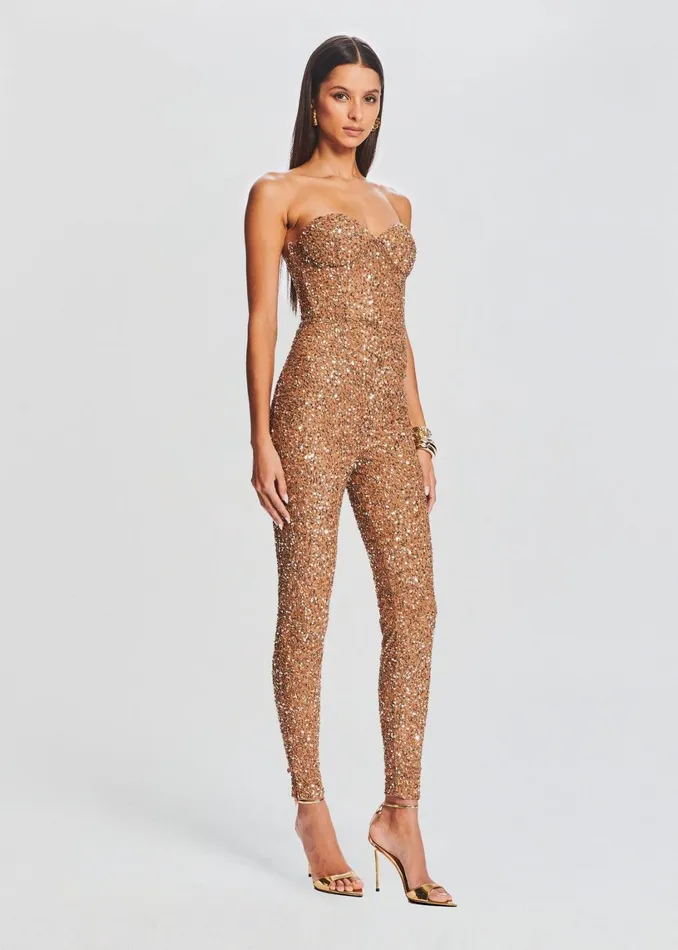 Retrofete Jumpsuits Elodie Sequin Jumpsuit Tannin 8211 Women