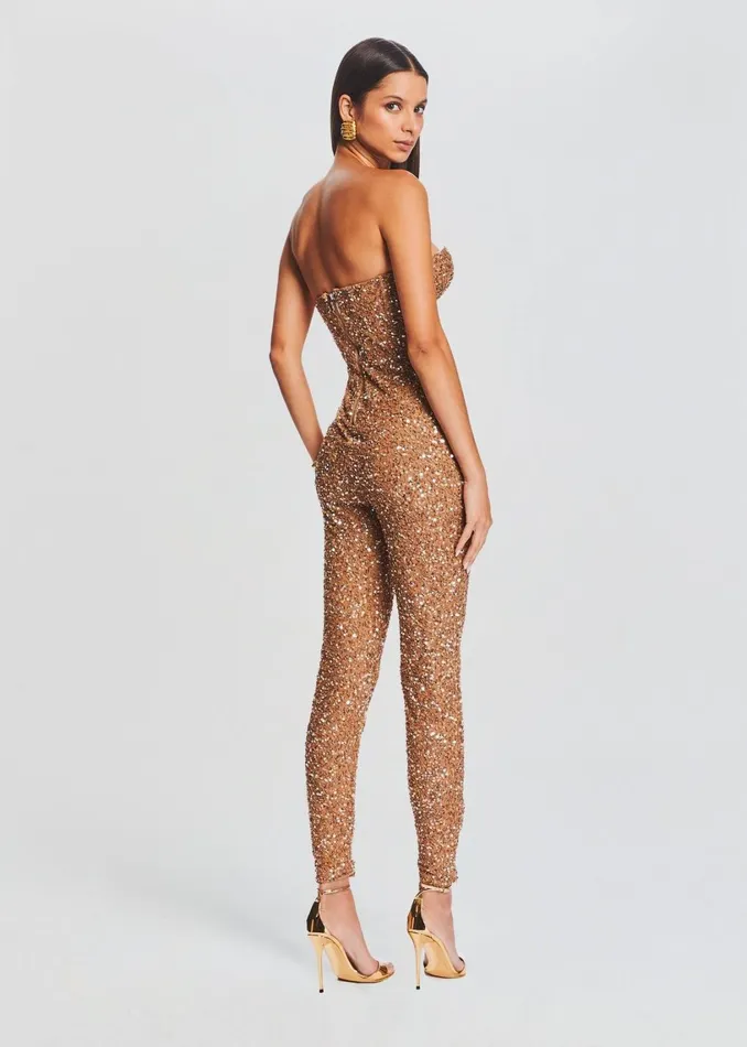Retrofete Jumpsuits Elodie Sequin Jumpsuit Tannin 8211 Women