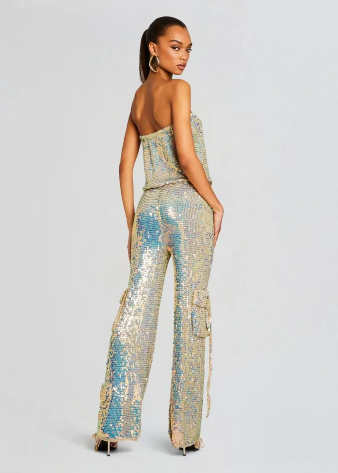 Retrofete Jumpsuits Hanalise Sequin Crochet Jumpsuit White Clay 8211 Women