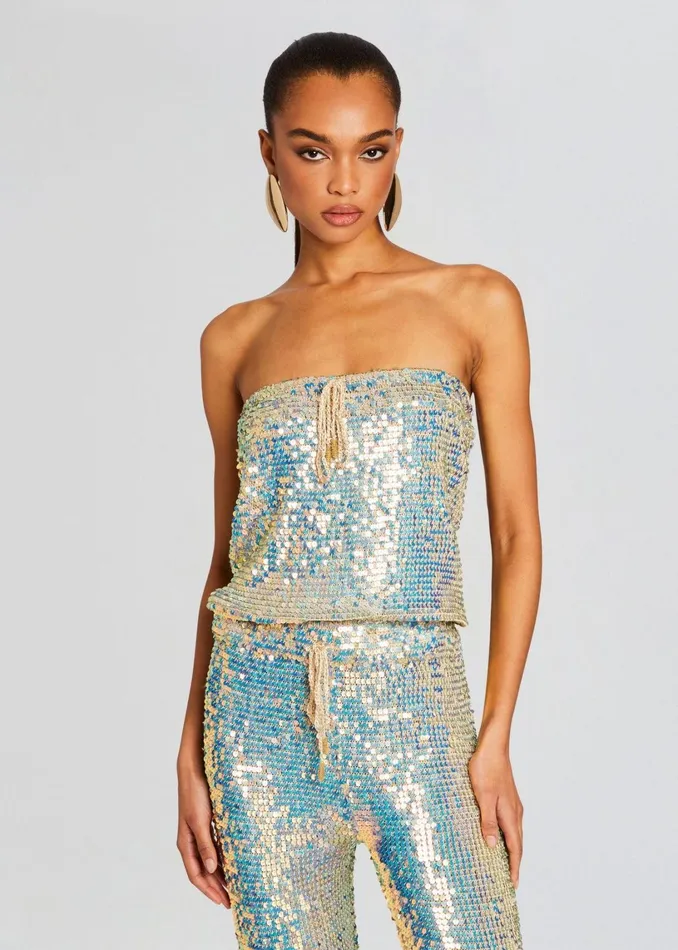 Retrofete Jumpsuits Hanalise Sequin Crochet Jumpsuit White Clay 8211 Women