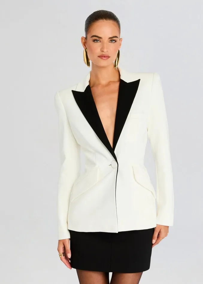 Retrofete Outerwear Sloan Tuxedo Jacket White 8211 Women