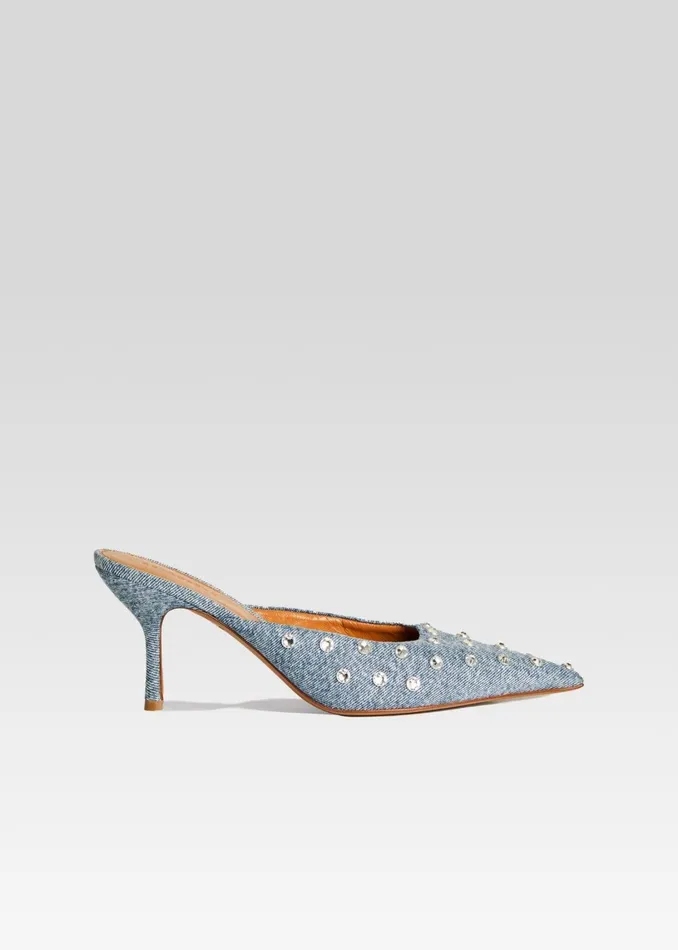 Retrofete Shoes Pacifica Embellished Denim Mule Tel Aviv Sand 8211 Women