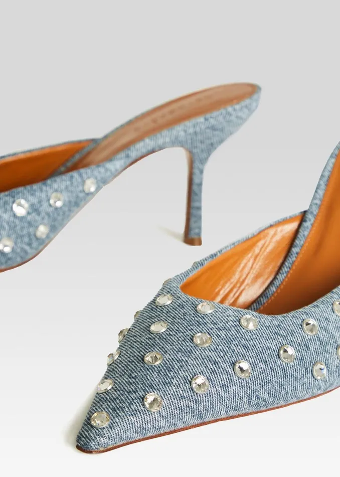 Retrofete Shoes Pacifica Embellished Denim Mule Tel Aviv Sand 8211 Women