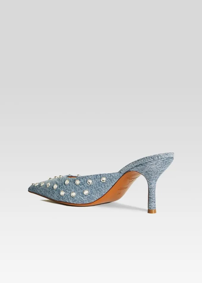 Retrofete Shoes Pacifica Embellished Denim Mule Tel Aviv Sand 8211 Women