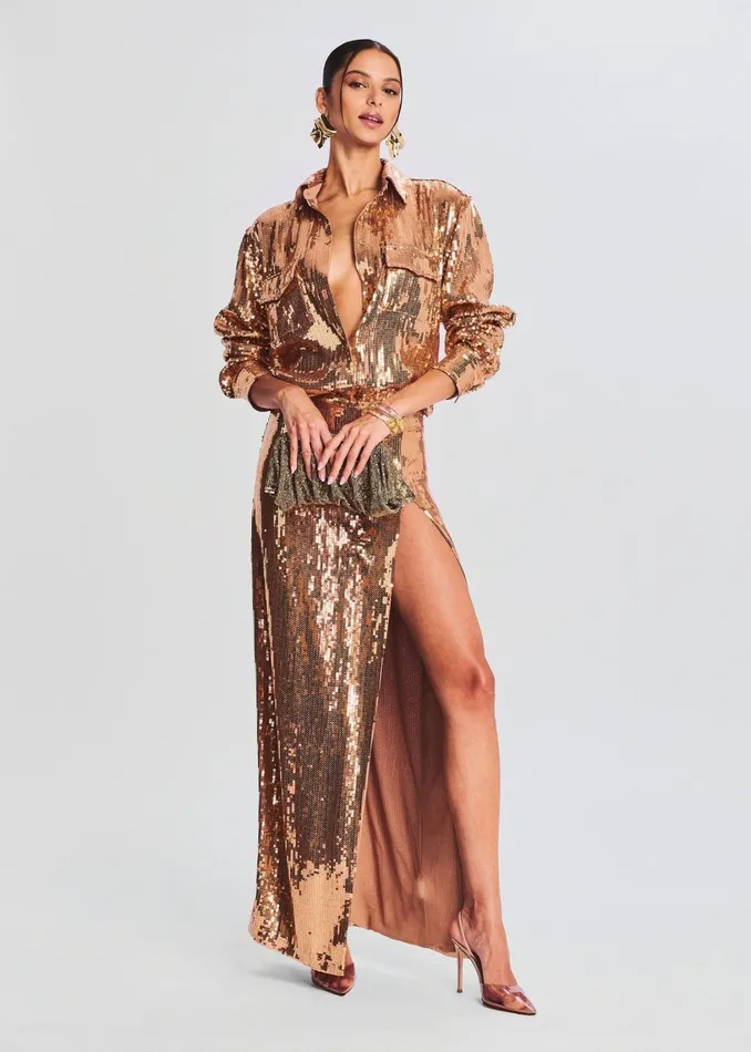 Retrofete Tops Carlotta Sequin Top Nude 8211 Women