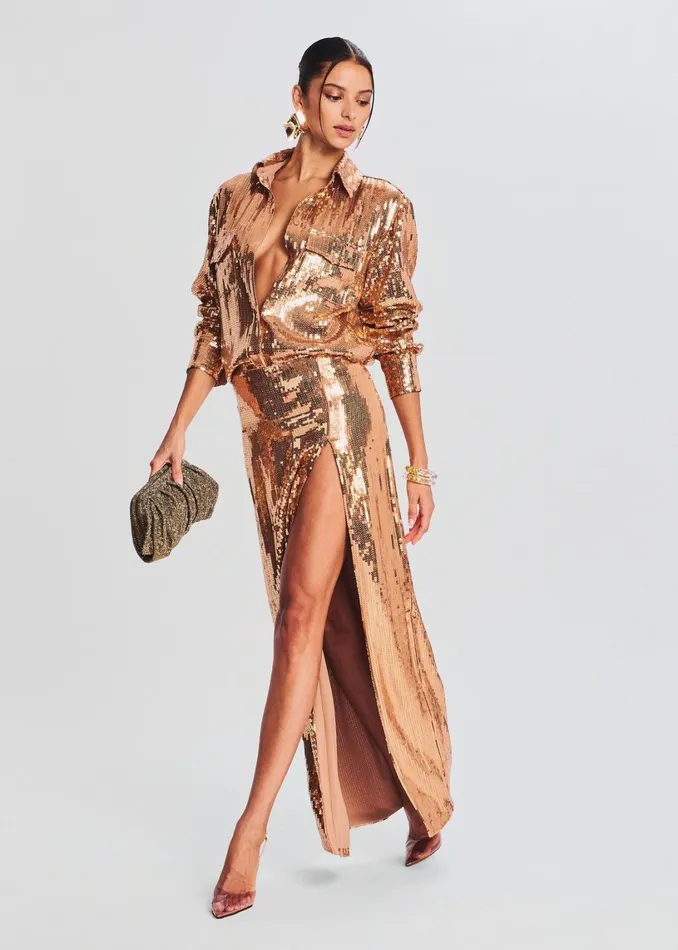 Retrofete Tops Carlotta Sequin Top Nude 8211 Women