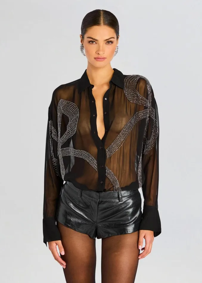 Retrofete Tops Cherish Embellished Shirt Black 8211 Women